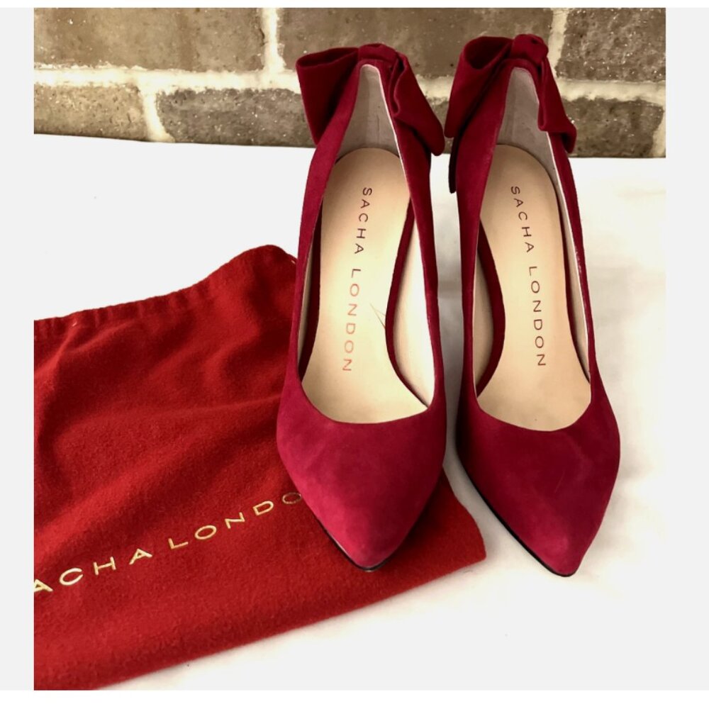 Sacha London Azure Pump Shoes  Size: 7.5  Red Suede Leather Pump Heel Shoes    F